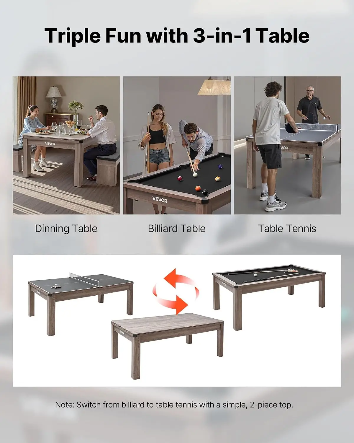 7ft 3-in-1 Multi Game Tafel me - Table Tennis No 1 recensie en prijs